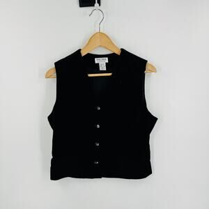 Vintage Fast Pace Collection Black Velvet Button Front Vest Size 10 90s‎ Friends